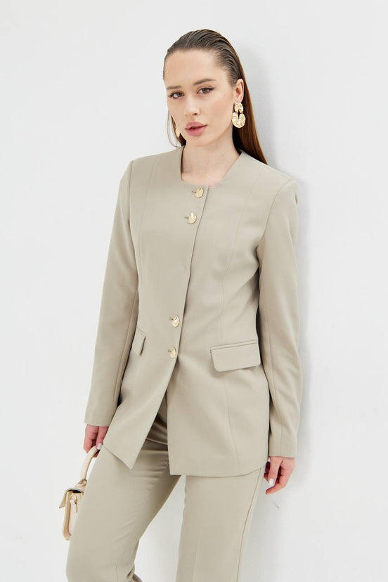 2 Piece Khaki Pant Suit