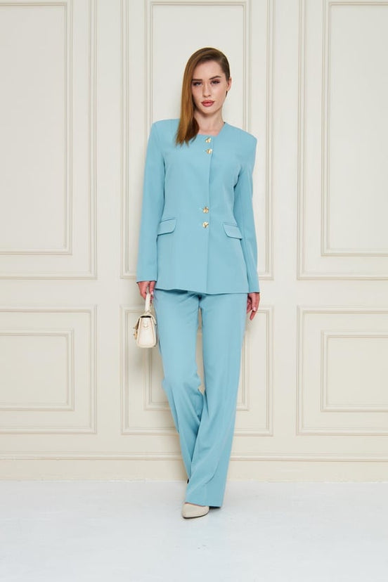 2 Piece Mint Blue Pant Suit