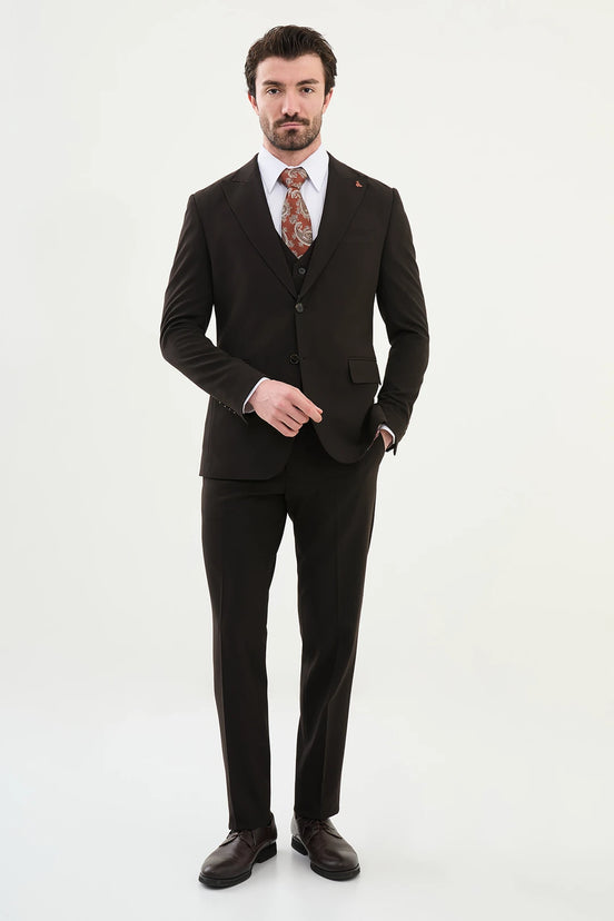 Ames Wool Brown 3 Piece Suit