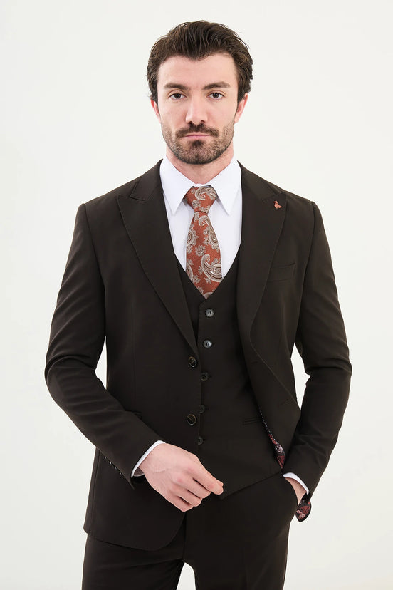 Ames Wool Brown 3 Piece Suit