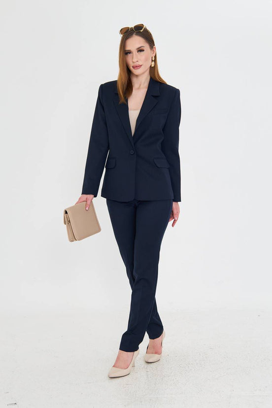 Cotton Navy Blue Suit Women