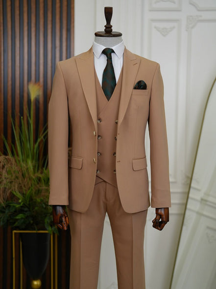 Bradenton Slim Fit 3 Piece Brown Suit