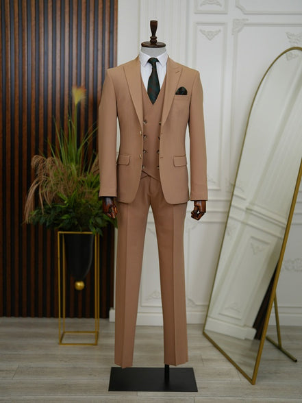 Bradenton Slim Fit 3 Piece Brown Suit