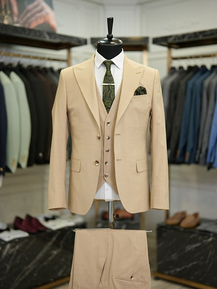 Daytona Slim Fit Check Camel Suit