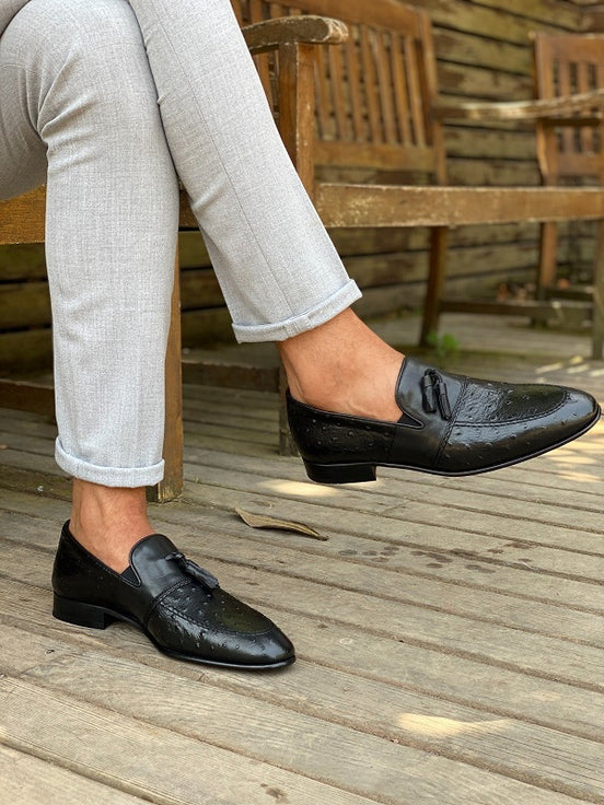 Edmond Black Tassel Loafers