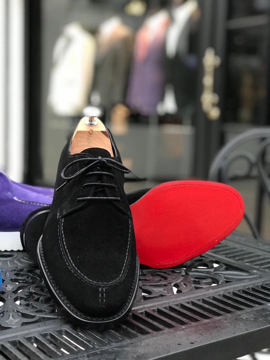 Elko Suede Leather Black Derby Shoes