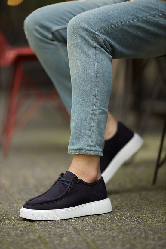 Empire Navy Blue Laced Slip On Shoes