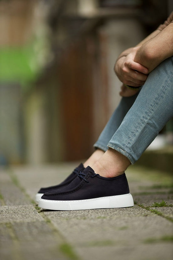 Empire Navy Blue Laced Slip On Shoes