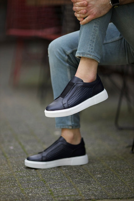 Empire Laceless Woven Navy Blue Slip On Shoes