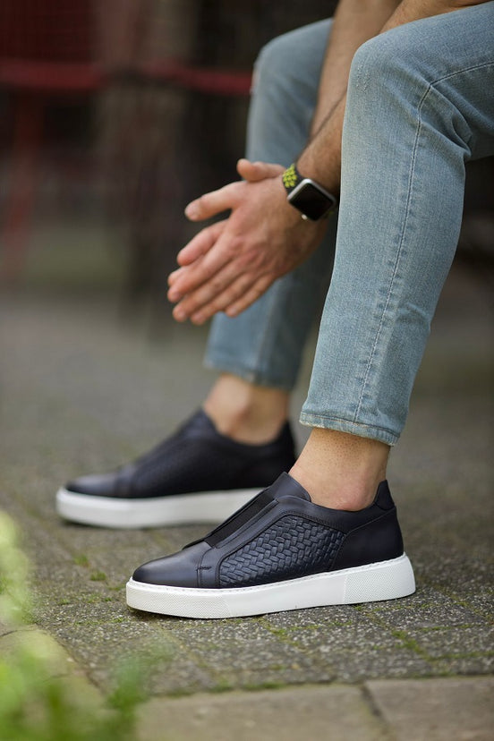 Empire Laceless Woven Navy Blue Slip On Shoes