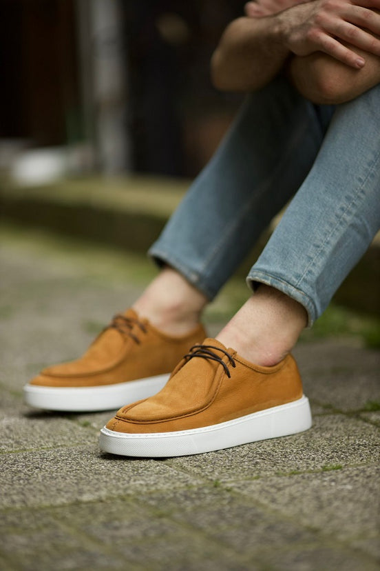 Empire Tan Laced Slip On Shoes