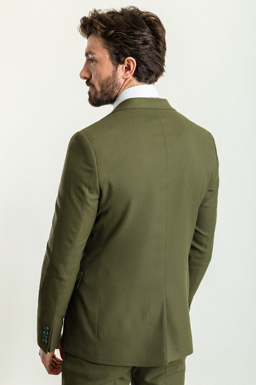 Tea Slim Fit Notch Lapel 2 Piece Khaki Suit