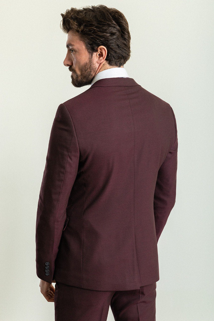 Tea Slim Fit Notch Lapel 2 Piece Maroon Suit