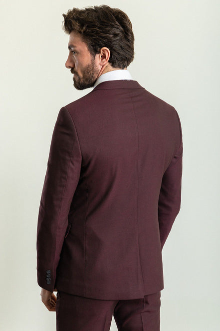 Tea Slim Fit Notch Lapel 2 Piece Maroon Suit