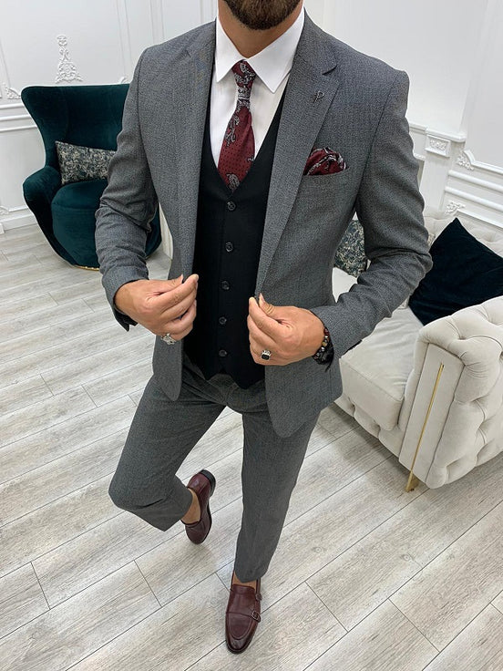 Miami Slim Fit Notch Lapel Gray Suit