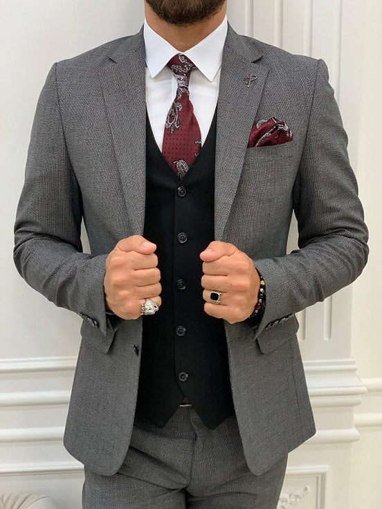 Miami Slim Fit Notch Lapel Gray Suit