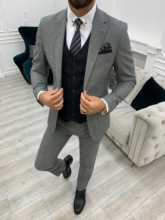 Miami Light Gray Slim Fit Notch Lapel Suit