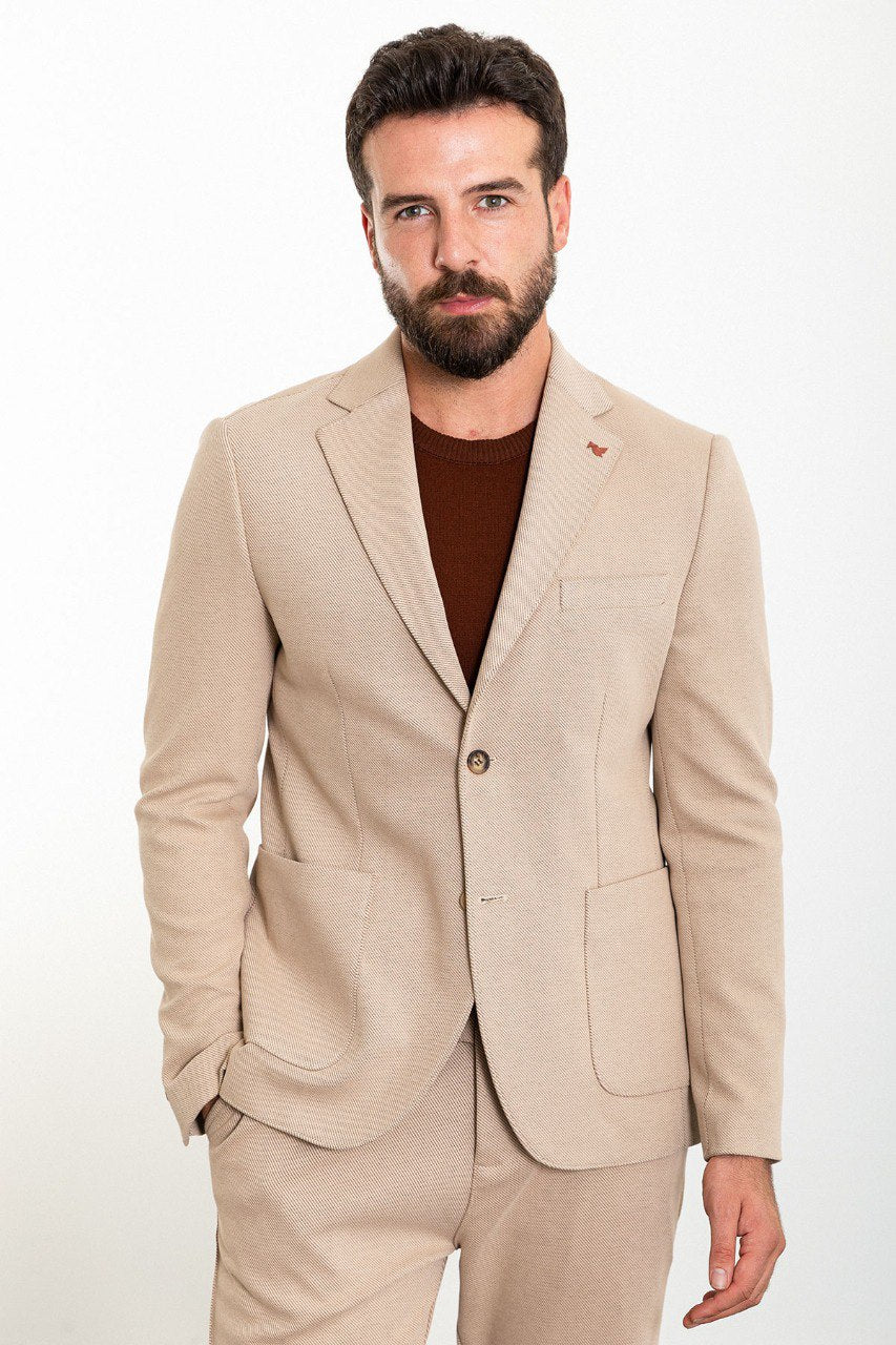 Mitchell Beige Slim Fit Notch Lapel 2 Piece Suit