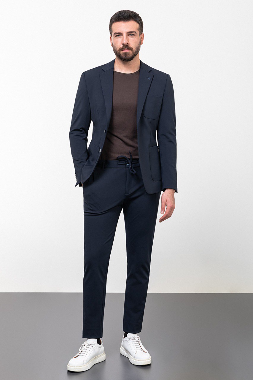 Mitchell Navy Blue Slim Fit Notch Lapel 2 Piece Suit
