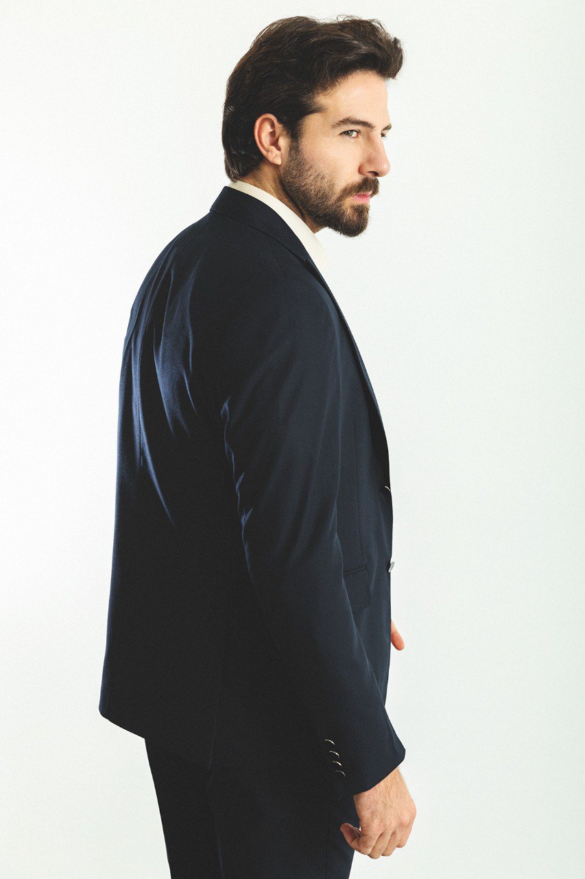 Mitchell Navy Blue Slim Fit Peak Lapel 2 Piece Suit