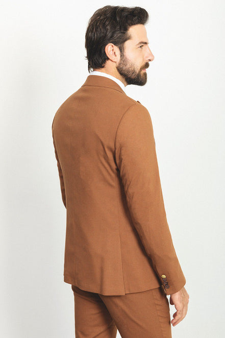 Mitchell Rust Brown Slim Fit Peak Lapel 2 Piece Suit