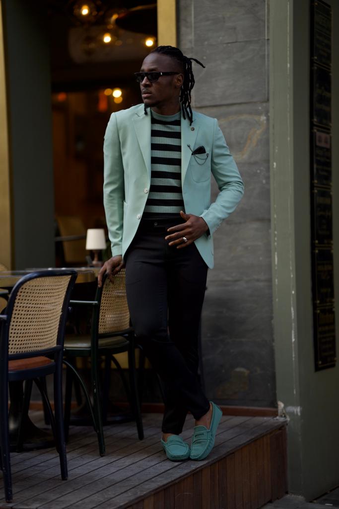 Pierre Slim Fit Notch Lapel Mint Green Blazer