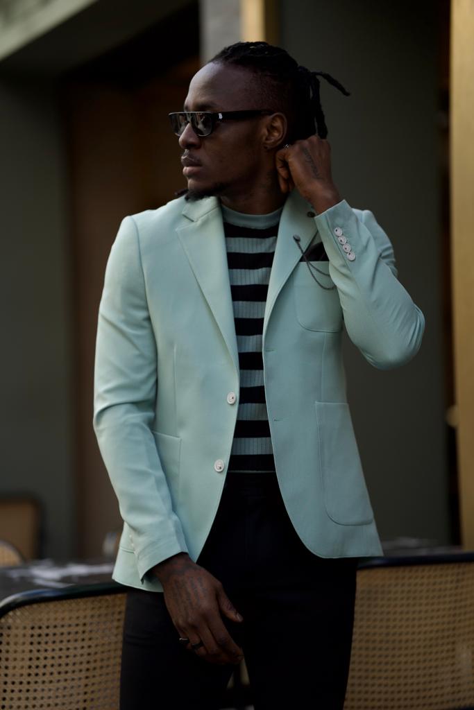 Pierre Slim Fit Notch Lapel Mint Green Blazer