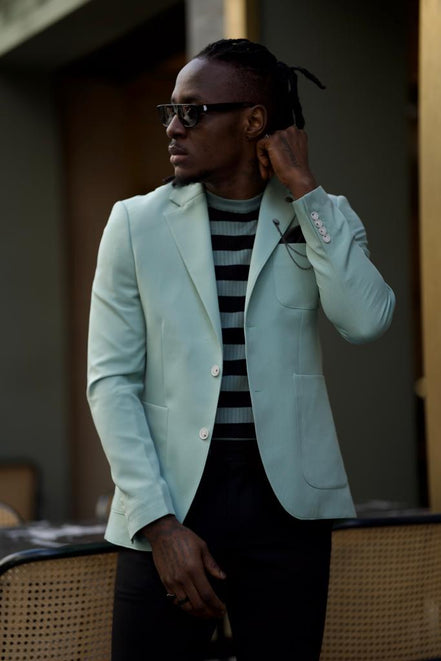 Pierre Slim Fit Notch Lapel Mint Green Blazer
