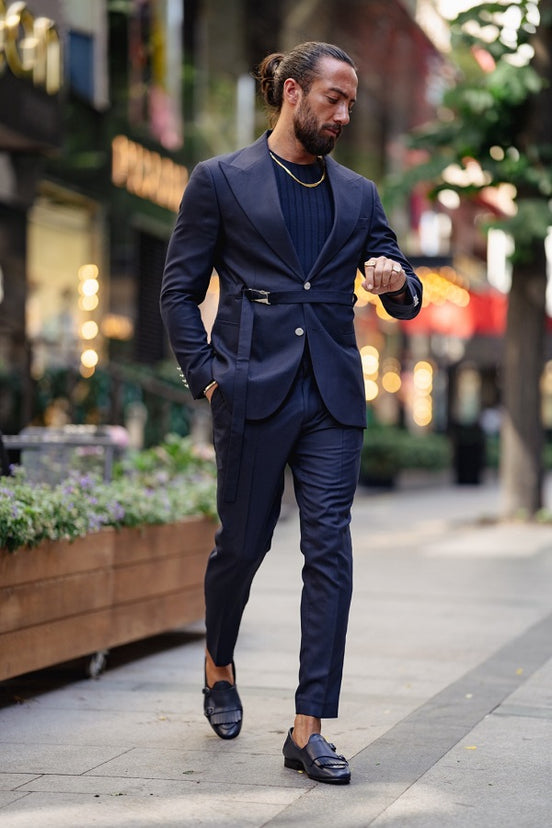 Pierre Slim Fit Buckle Up Navy Blue Suit