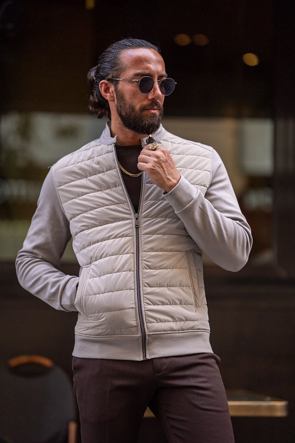 Rapid Slim Fit Zipper Beige Coat