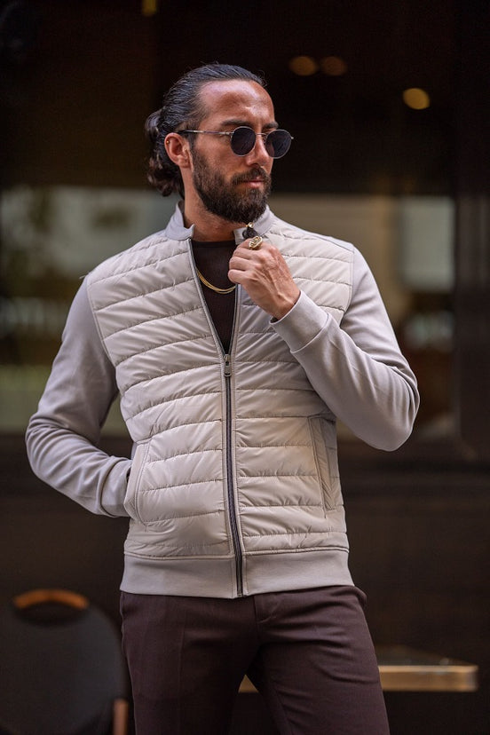 Rapid Slim Fit Zipper Beige Coat