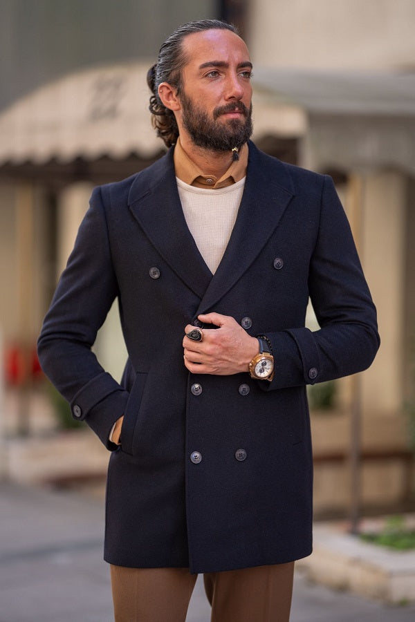Rapid Slim Fit Black Long Coat