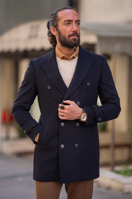 Rapid Slim Fit Black Long Coat