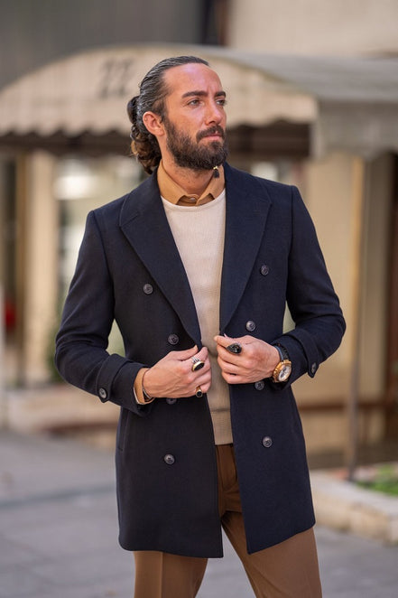 Rapid Slim Fit Black Long Coat