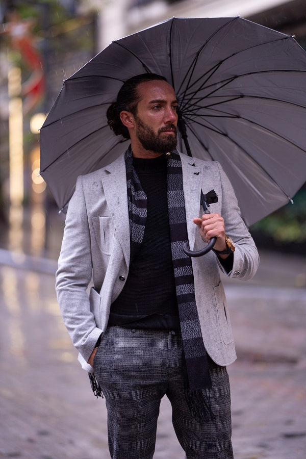 Rapid Slim Fit Notch Lapel Gray Linen Blazer