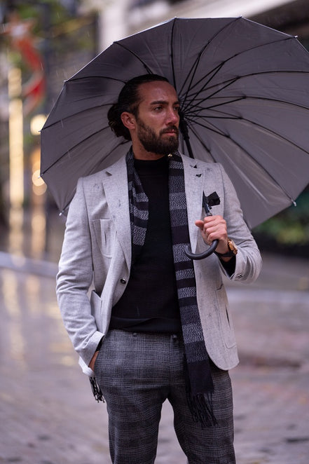 Rapid Slim Fit Notch Lapel Gray Linen Blazer