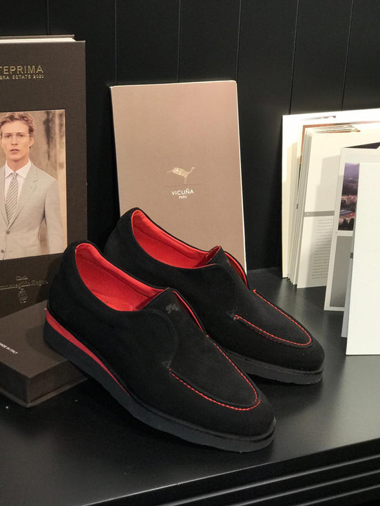 Sparks Handmade Suede Leather Black Loafers