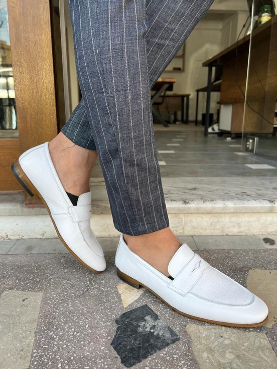 Tampa White Penny Loafers