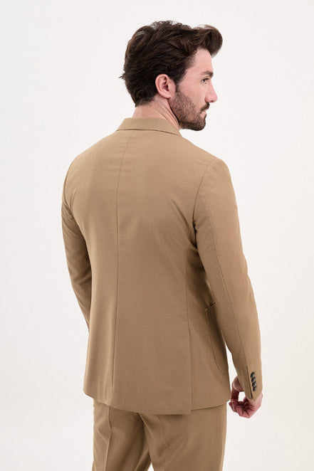 GentWith Tea Brown Slim Fit Double Breasted Suit