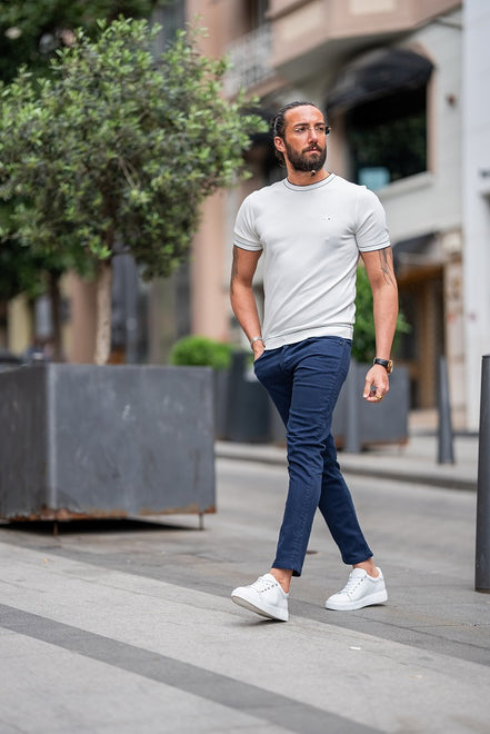 Tea White Slim Fit Crew Neck T-Shirt