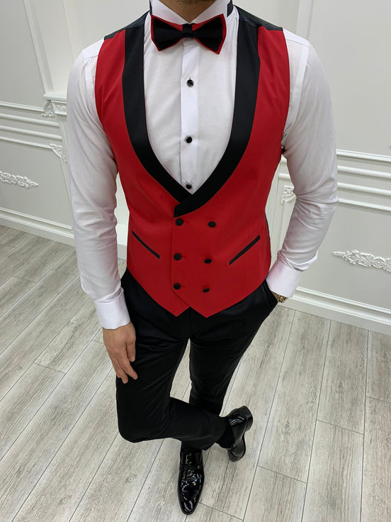 Whitney Slim Fit Peak Lapel Red Tuxedo