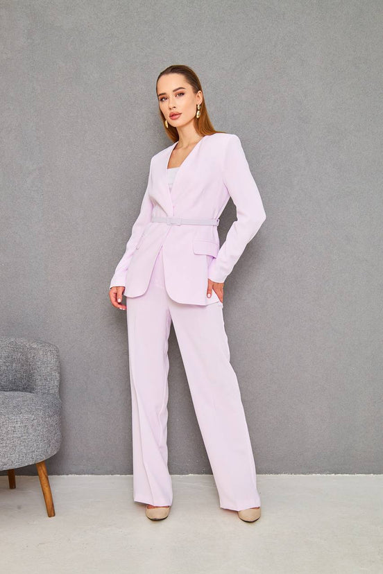 Belted Light Pink Suit Womens
