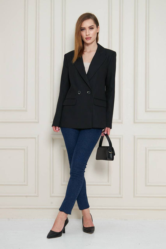 Marina Black Double Breasted Blazer Women