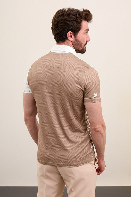 Marina Checkered Mens Polo Shirt Brown