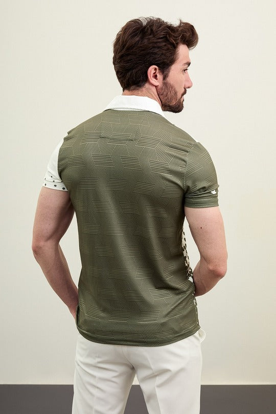 Marina Checkered Mens Polo Shirt Green