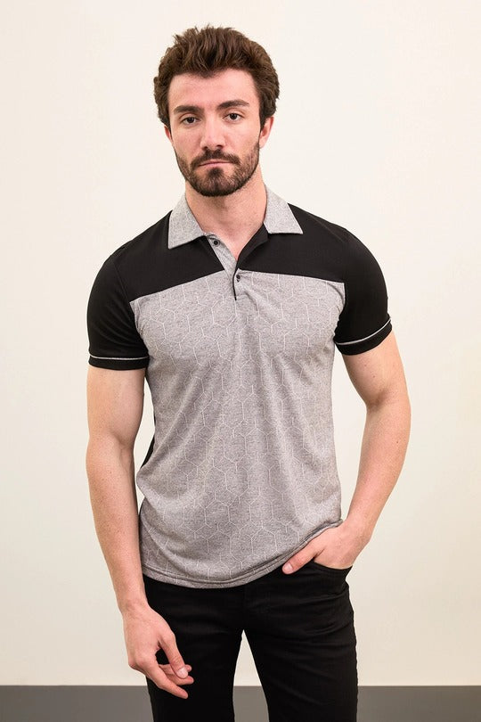 Marina Pattern Grey Polo Shirt