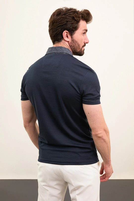 Marina Pattern Navy Polo Shirt