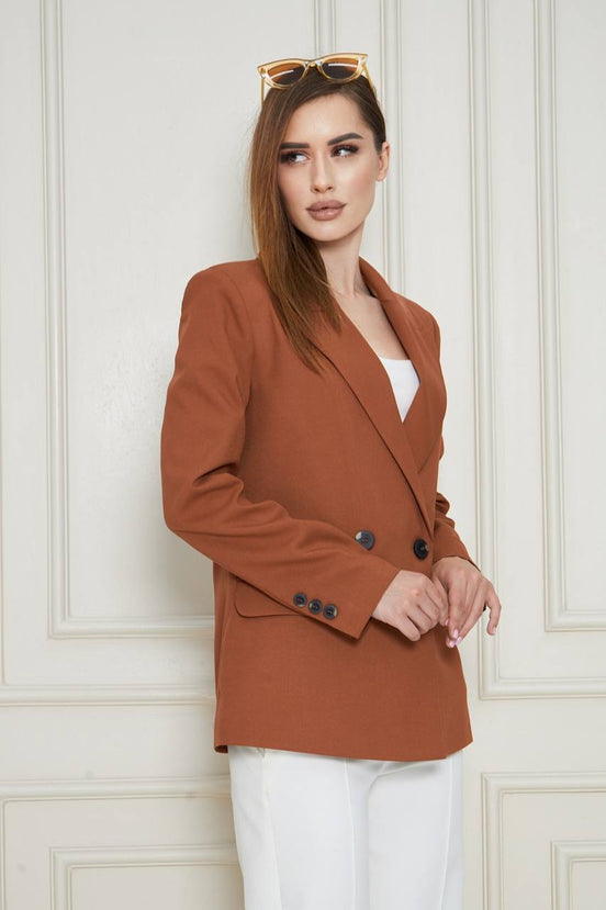 Marina Rust Brown Double Breasted Blazer Women