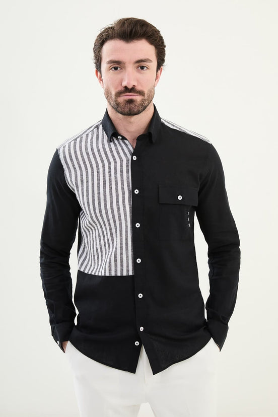 Marina Striped Black Long Sleeve Shirt