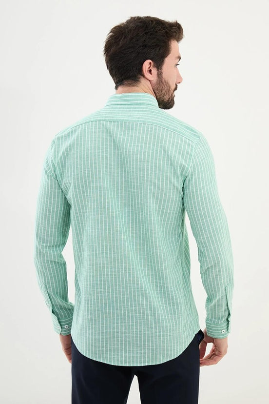 Marina Striped Green Linen Shirt